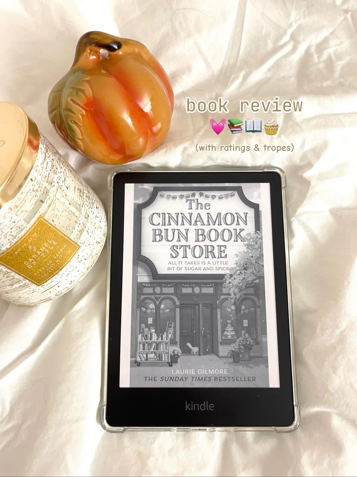 just a short book review! (spolier free) 💗🥮🧁🍂  if youve read this, what did you think?  #thecinnamonbunbookstore #arc #bookreview #lauriegilmore #thepumpkinspicecafe 