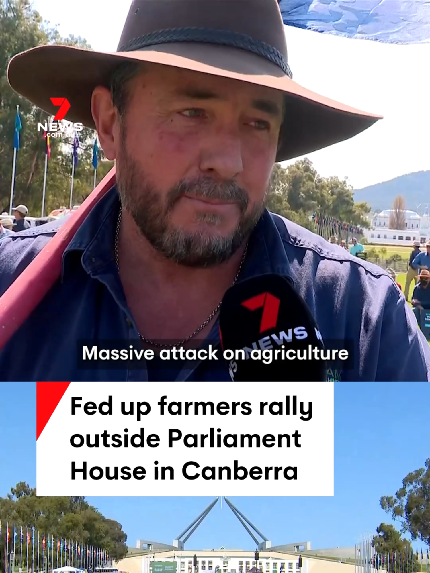 Frustrated farmers from across Australia are rallying in Canberra. Right now hundreds of protesters are gathering on the lawns of Parliament House and a big convoy of trucks has been circling the building. #farmer #agriculture #food #farm #parliamenthouse  #auspol #7NEWS