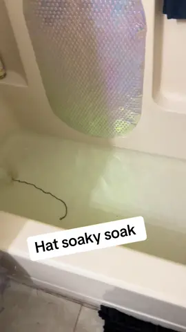 Listen if your man sweats anything like mine and always has to have a hat on. Do this. Youll thank me later. The last video of the dirty water was only 5 mins in. You let this soak for like 2 hours rinse ans air dry and they smell amazing. Sure you can just wash then in a washer but that makes the shape of the bill all f’d up  #fyp 