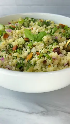 ✨Jennifer Aniston Couscous Salad✨ This Jennifer Aniston Couscous Salad is the original, made better! One of the coolest things to have happened to me on 📱social media is to have started a trend with my original Jennifer Aniston Salad video which has now made it all over the 🌍 world, TikTok, the New York post and so many other articles too. I want to take a moment to say thank you to all of you who shared it, made it, and to all my fellow creators that tagged me in their amazing creations and versions. It has made my 🩷 heart extremely happy to see all of the different versions out there but I truly think that this couscous recipe is the best by far. I absolutely love couscous in any dish and it really amps up the base recipe. Ingredients 1⅓ cups couscous, cook on the stove as per the directions on the package 2 cups water, for the couscous ⅛ teaspoon salt, for the couscous water 1 tablespoon olive oil, for the couscous water ½ red onion, finely diced ½ cup parsley, finely chopped ⅓ cup mint, finely chopped ⅓ cup pistachios, or as many as you like ½ cup cucumbers, about 2 mini cucumbers chickpeas, optional ½ cup feta cheese, measure with your heart 2 tablespoons olive oil, or to taste 2 tablespoons lemon juice, or to taste https://themodernnonna.com/jennifer-aniston-couscous-salad/ #salads #saladrecipes #saladtok #jenniferanistonsalad #FoodTok #recipetok 