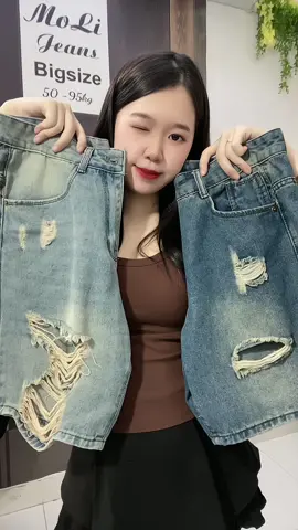 Quần short đùi ống rộng rách lưng cao #molijeans #bigsizenu #quansuongongrong #videohangthoitrang #quanngoongrong 