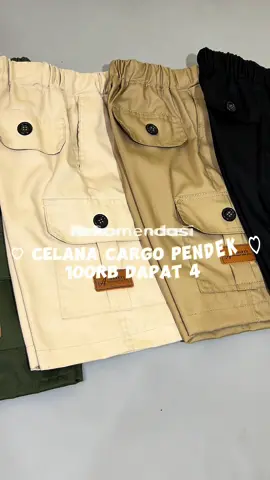 Celana cargo pendek anak cuma 100rban dapat 4 celana bun❤️‍🔥 cocok buat dipakai sehari hari nyaman banget‼️#celanaanak 