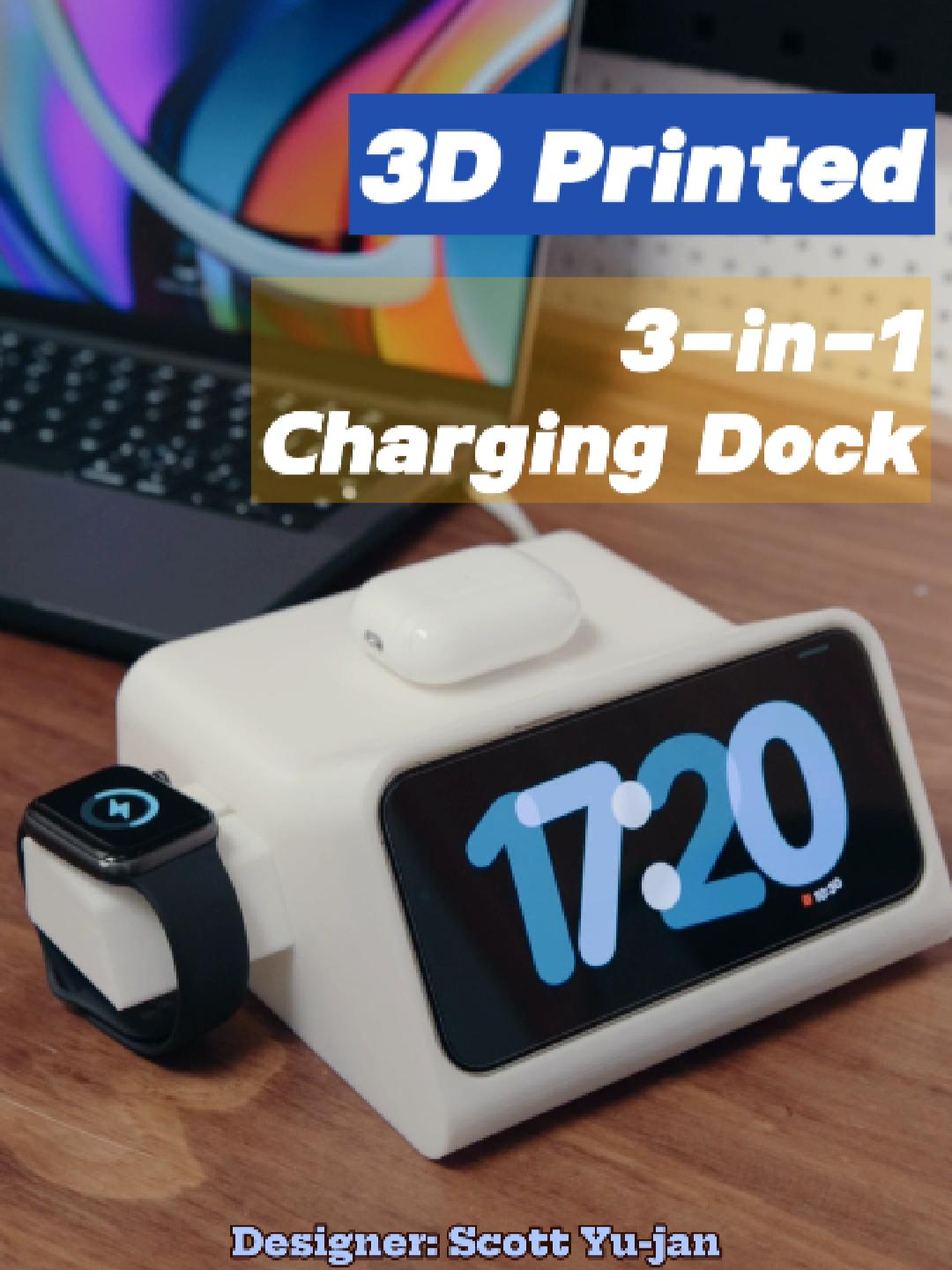 3D Printed 3-in-1 Charging Dock for Apple Fance! What An Amazing Design! Go get yours! Printer: K1 Max Model: 3-in-1 charging dock  Designer: Scott Yu-jan #apple #iphone16 #applewatch#3dprinting #DIY #fyp #creality