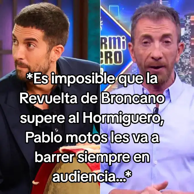 Seguramente El hormiguero recupere audiencia estos días, pero ojo a Broncano #parati #larevuelta #broncano #pablomotos #elhormiguero #audiencias #la1 #españa #noticia 