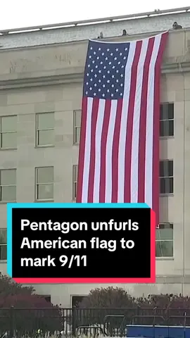 The American flag was unfurled from the top of the Pentagon early Wednesday morning to mark 23 years since the terrorist attacks on September 11, 2001, that killed nearly 3,000 people. On that day, American Airlines Flight 77 was hijacked and crashed into the Pentagon, killing all 64 people on the plane and 125 others. #pentagon #september112001 #september11 