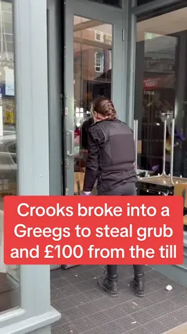 Crooks broke into a Greggs to steal grub and £100 from the till. #dailymirror #breakingnews #fyp 