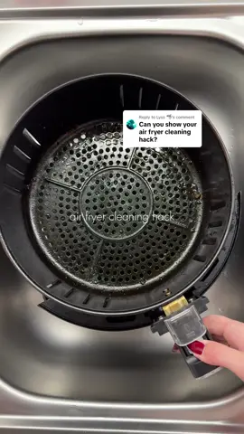 Replying to @Lyss 🦈 the easiest way to deep clean your air fryer 🫧⬇️ 1. sprinkle baking soda over the basket 2. add dish soap 3. fill with hot water (not boiling water) 4. let it sit for 15-30 minutes 5. scrub if needed 6. rinse thoroughly with warm water 7. dry completely before placing it back in the air fryer #cleaninghacks #homehacks #lifehacks #airfryercleaning #cleaningtips #CleanTok #cleanhome #cleaningroutine #cleaningmotivation #cleaningaccount #cleanwithme 