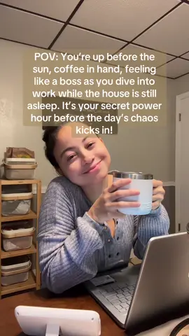 Where are my wfh mamas at?! Anyone else get up before your babes to power through some work? I always get so much done! #wfhmom #wfhlife #wfhmomlife #workfromhome 