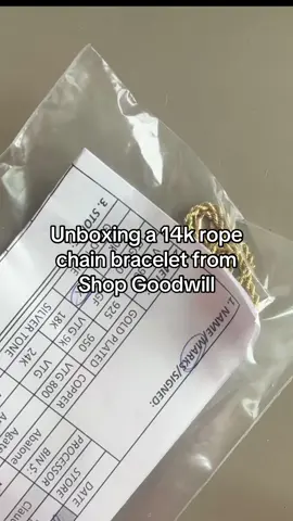 Shop goodwill 14k rope chain bracelet find! #jewelrytok #14kgold #ropechain 