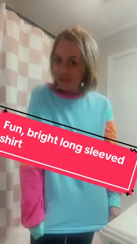 Fun, bright long sleeved shirt#fallfashion #colorblock 