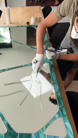 Thus mirror took sooo long to make, but loved every minute of it! Forgot to film like half the process, still working on my influencer skills…🤙🏽 #stainedglass #mirror #artist 