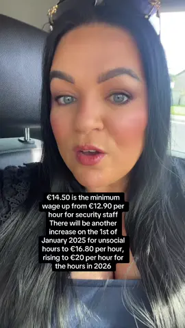 €14.50 is the minimum wage up from €12.90 per hour for security staff There will be another increase on the 1st of January 2025 for unsocial hours to €16.80 per hour, rising to €20 per hour for the hours in 2026 #miniumwage #securitystaff #ClaireClarkson #WhatsgoingonIreland #AskClaire #Clairec 