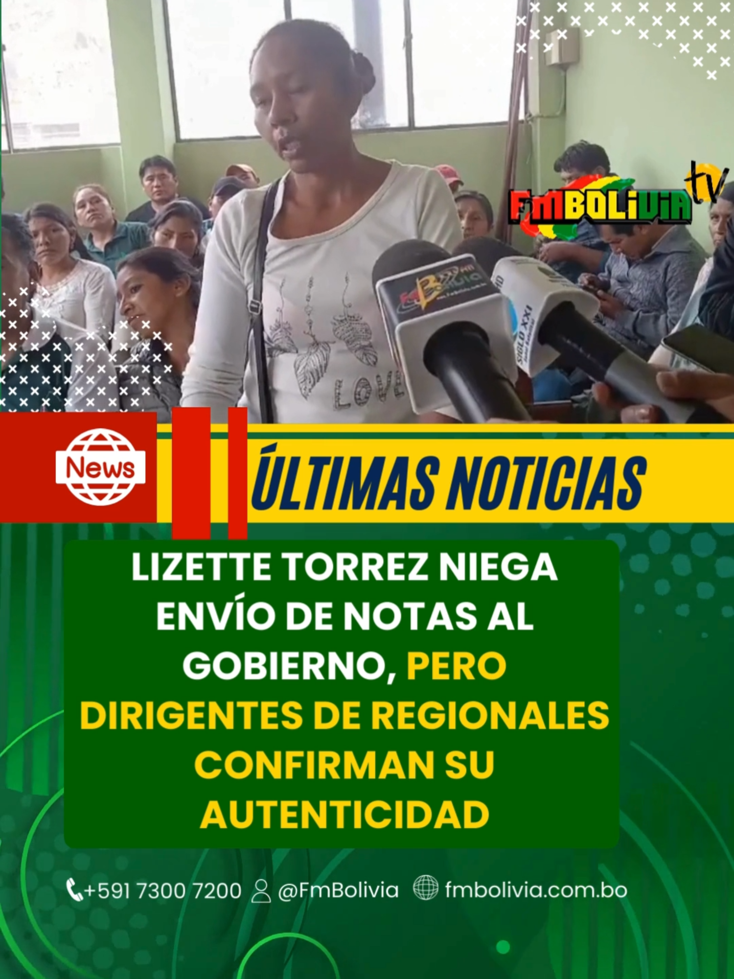 LIZETTE TORREZ NIEGA ENVÍO DE NOTAS AL GOBIERNO, PERO DIRIGENTES CONFIRMAN SU AUTENTICIDAD 🔴🟡🟢 En una reciente reunión de directorio, Lizette Torrez negó haber enviado la nota dirigida al presidente Luis Arce, en la cual se sugieren nombres para ocupar cargos en el gobierno. ✅ Durante una conferencia de prensa, sus co-dirigentes le exigieron aclarar la situación, ya que desconocen dichas notas. ✅ El lunes, representantes regionales de Irupana, Chicaloma y Chulumani también solicitaron explicaciones, pero hasta la fecha Torrez no ha aclarado nada. ✅ Por el contrario, dirigentes de Irupana y Chicaloma han confirmado que las notas son auténticas, incluso presentando el número de recepción correspondiente.