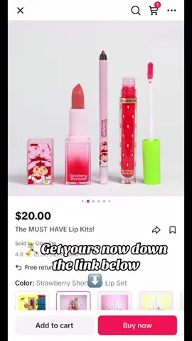 Back in Stock Strawberry Shortcake get yours ⬇️ #glamlite #glamlitecosmetics #lipkit #strawberry #strawberryshortcake #virallipkit #makeupmusthaves 