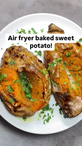 Air fryer baked sweet potato recipe! #airfryerbakedsweetpotato #airfryersweetpotato 