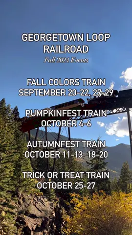 FALL in love with Georgetown, Colorado this September 🍂 Climb aboard and travel back in time to explore the Colorado Rockies by Rail! 🚂 Located just off I-70 and only 45 miles west of Denver, the Georgetown Loop Railroad and Mining Park is one of Colorado’s most authentic living museums and historically immersive experiences. Bring your family and friends for a narrow-gauge train ride, book a real silver mine tour, or learn how to pan for gold! Train Rides are approximately 70 Minutes or 2.5 Hours with a Mine Tour. Mine Tours close for the Winter season on September 25, so now is the perfect time to fit in the final celebrations of summer! @TownofGeorgetownCO 