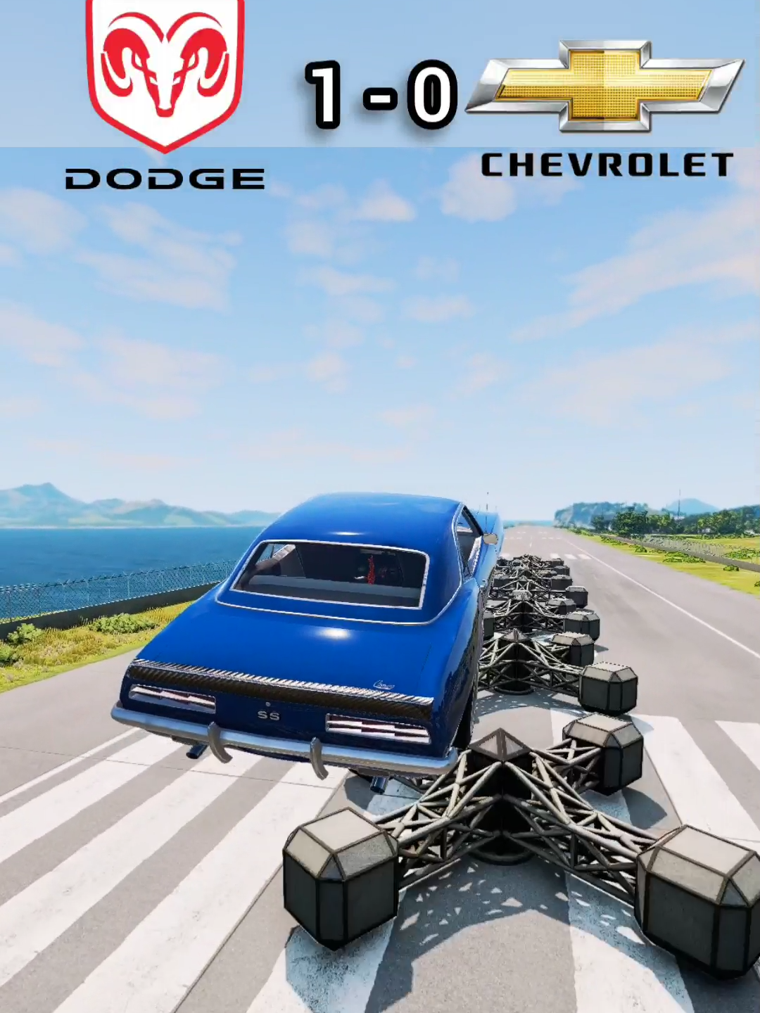 Epic battle, Dodge Charger vs Chevrolet Camaro, Who will win? #beamng #beamngdrive #beamngcrash #game #gaming #car #cars #simulation #fouryou #fyp #longervideos