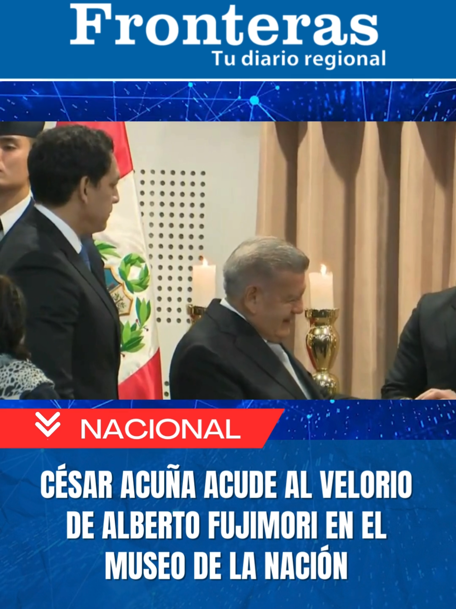 #DiarioSinFronteras #Nacional | César Acuña, líder de Alianza por el Progreso, fue visto en el Museo de la Nación durante el velorio de Alberto Fujimori, donde acudió para rendir su respeto al fallecido expresidente. Se le vio saludando a los hijos de Fujimori, a quienes expresó sus condolencias de manera privada.