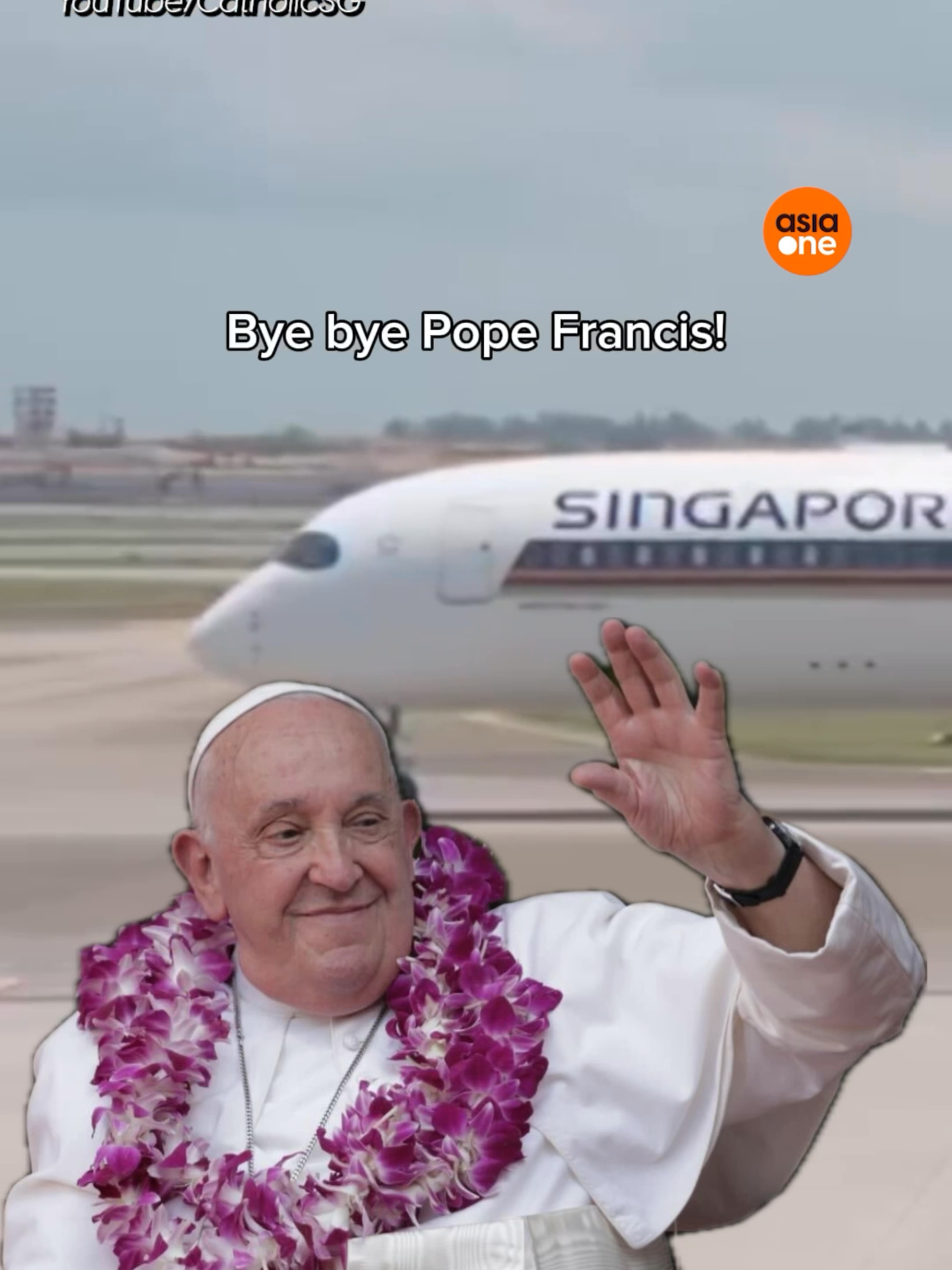 Have a safe flight home, Pope Francis!  #singapope #popefrancissingapore #popefrancis  VIDEO: YouTube/Roman Catholic Archdiocese of Singapore