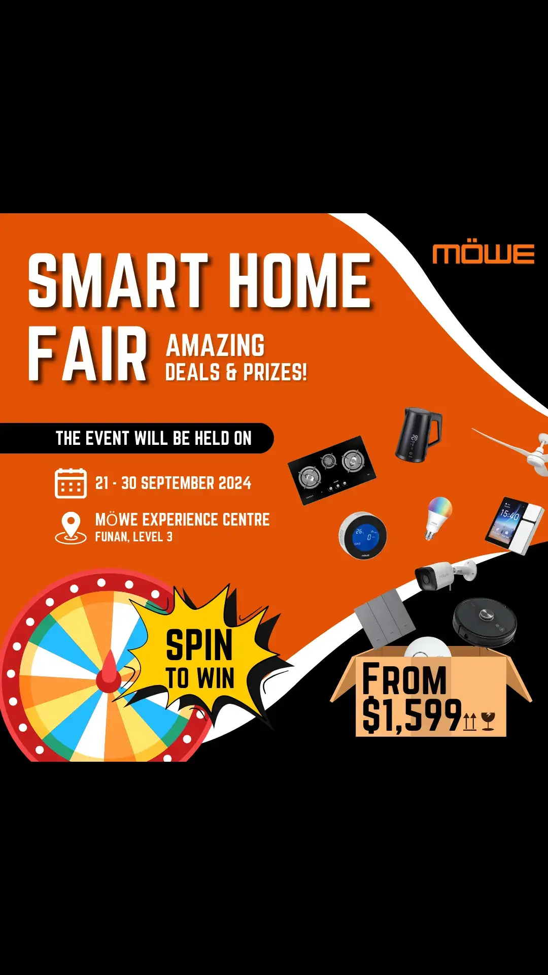 Missed COMEX but still hunting for deals? We’ve got you covered! Due to overwhelming demand, we've launched our SMART HOME Fair just for you! With packages starting from $1,599, you can explore the latest smart home gadgets and create your dream home. Don't forget to test your luck with our guaranteed spin-to-win Lucky Wheel, offering a chance to win up to $10,000 in prizes! Visit the MÖWE Experience Centre at Funan, Level 3, from September 21st to 30th for these amazing deals. Don’t miss out, see you there! #Smarthome #smartswitch #smartkitchen #smartlights #Singapore #HomeAutomation #CEE2024 #COMEX #ITSHOW #foryou 