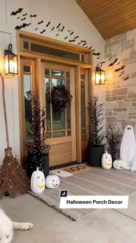 Halloween porch decor!👻👻 This is my first time ever doing a Halloween porch. I usually only do fall but my kids wanted me to Halloween so I did.👻👻 My youngest specifically requested I do some bats. lol🦇🦇 I tried to keep it semi simple while still being festive for Halloween!👻👻  #falldecoration #falldecorating #falldecor #fallhome #halloweendecor #fallhomedecor #falldecorideas #porch #halloweenporch #porchdecor 