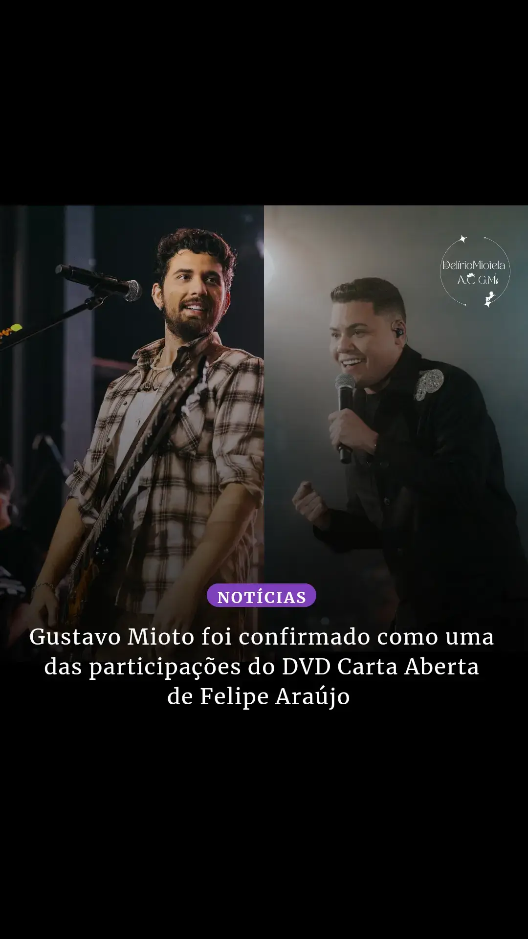 Tem feat vindo aí o @Gustavo Mioto  irá participar do mais novo DVD do @Felipe Araújo no dia 18/09 ♪ ♪ ♪ #GustavoMioto #FelipeAraujo #DVD #Participação #Feat