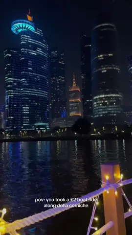 📍Doha corniche boat ride  📍West Walk  #qatar #boatride #corniche #westwalk #skyline #holiday #dohacorniche #nightlife 