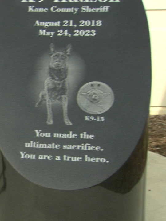 There was a monument dedication ceremony Friday morning at the Kane County Sheriff's Office in St. Charles for fallen K-9 Officer Hudson. #news #k9