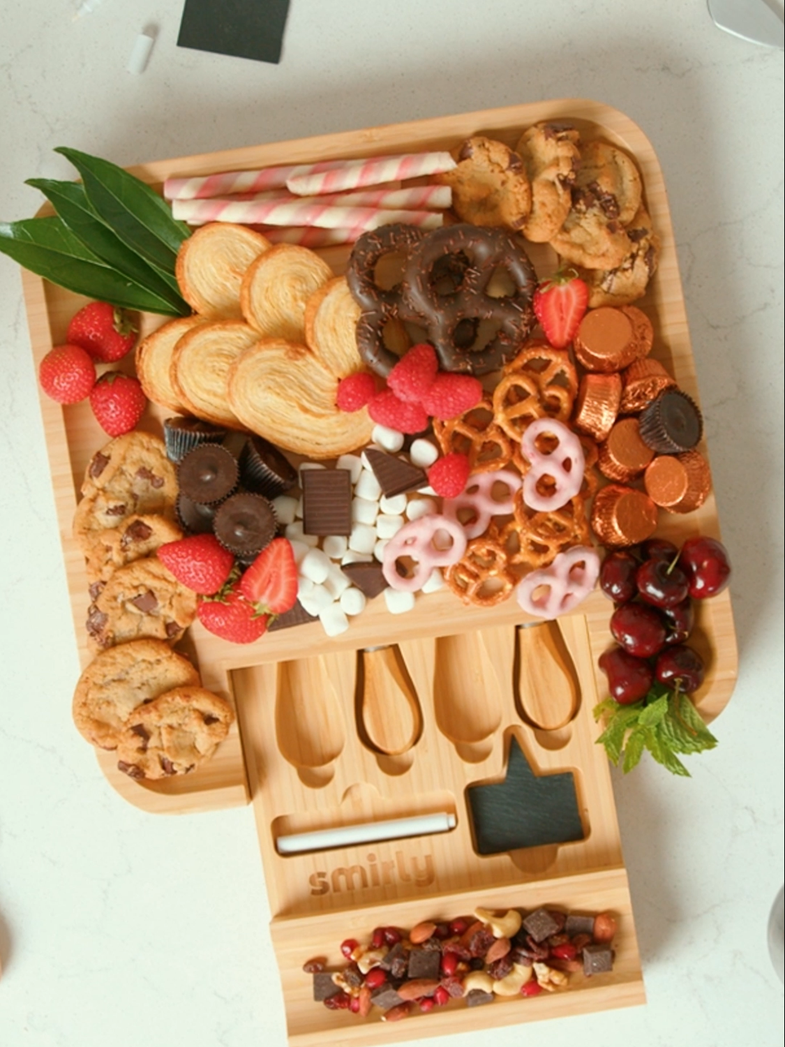 From sushi board to breakfast board, you can create endless themes with it.  #sushi #charcuterieboard #gift #breakfastboard #cheeseboard