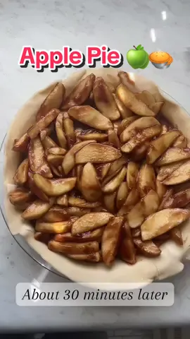 My go to fall dessert 😋    ✨what you’ll need✨ - 8 granny smith apples - 1/3 cup granulated sugar - 1/2 cup brown sugar - 1 tablespoon ground cinnamon  - 1/2 teaspoon nutmeg - pinch of salt  - 1 tablespoon lemon juice  - 1 tablespoon vanilla extract  - 2 tablespoons cornstarch - pie crust (i used store bought)      ✨Directions✨ 1. peel and cut 8 apples into slices 2. In a big bowl mix the apples with your sugar, brown sugar, cinnamon,nutmeg, salt and lemon juice  3. Transfer apples from bowl to big pan and cook on med to high heat slowly add in your cornstarch and 1 tablespoon of vanilla… stir until it thickens 4. Once apples are coated transfer back to big bowl to cool  5. Pull out pie crust out of frodge to get to room temperature and preheat oven to 350 degrees  6. Once apples have chilled line your pie pan and fill in with your filling, top yoir pie make any designs you’d please and pop in the oven until the top is golden brown 😁  Enjoy! 😋 #microinfluencer #sahmsoftiktok #applepie #falldesserts #pie #apples #bakingrecipe #BakeWithMe 