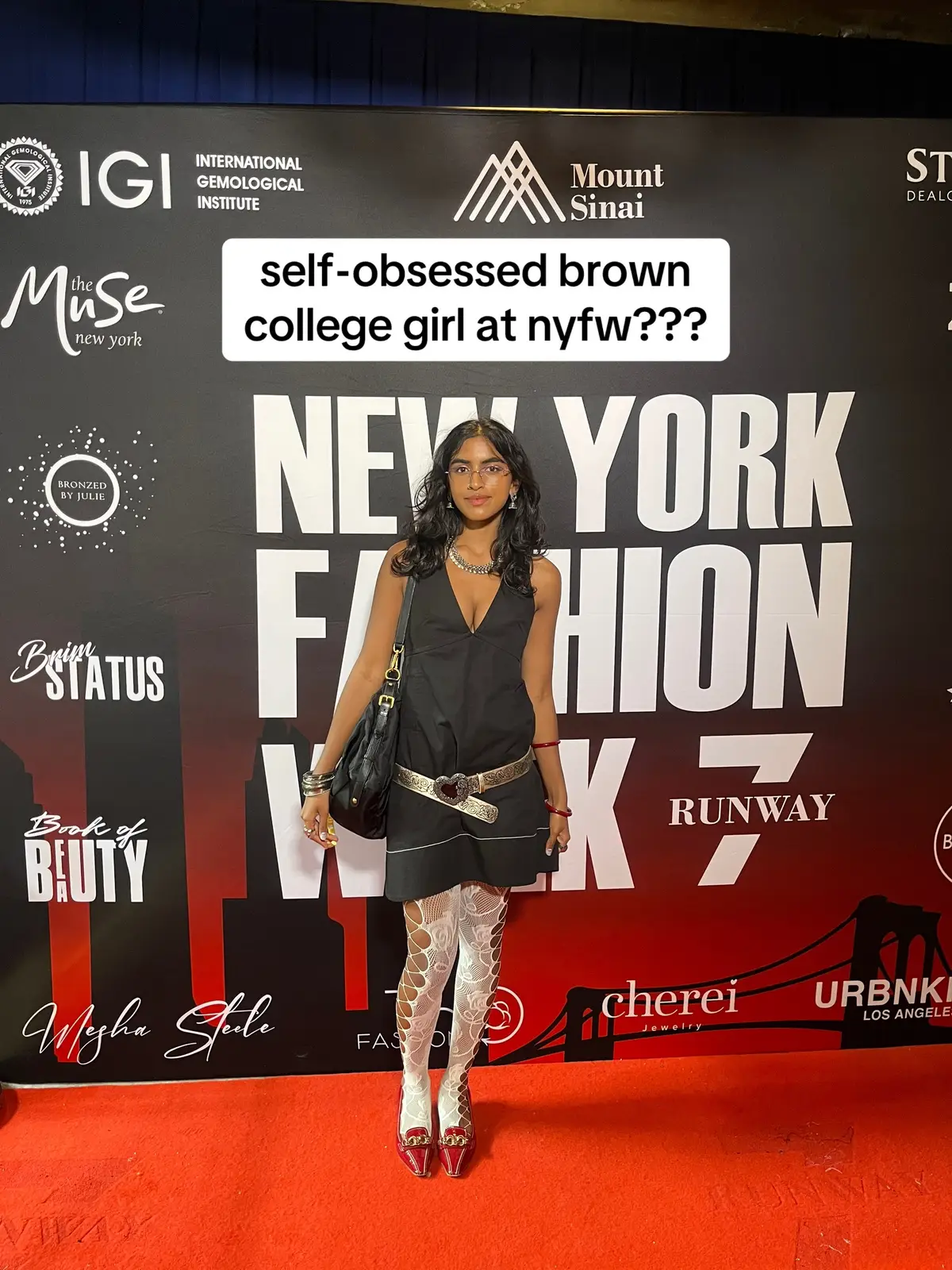 thank u guys for making this kind of opportunity possible for me!! and special thank u to @Runway 7 Fashion for having me for this show 💘 dress @proenzaschouler  shoes @Prada  tights @IG: PRODBLDG  #nyfw #browngirl #newyorkfashionweek #heyimhershy 