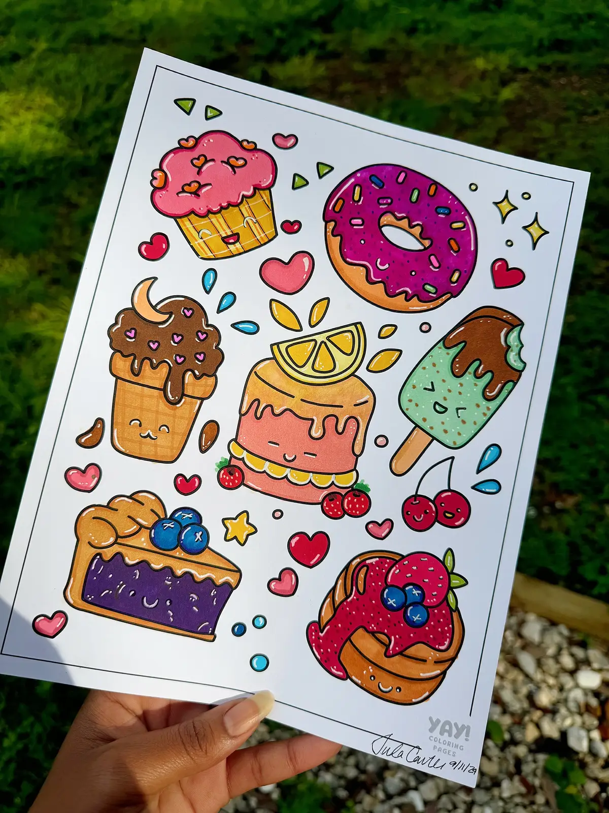 I love love love how this turned out! This is my second print I've colored which will be available on my Patreon today! Along with my Roller Blade print from the previous post.  To find my Patreon, click the Instagram tab in my bio, then click the Patreon link in my Instagram bio! - Thanks for helpin ya girl out! 🤞🏽💝 #sweettreats #Adultcoloring #cozyathome #cozy #cozyart #cozycoloring #coloringforadults #colorwithme 