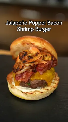 Jalapeño Popper Shrimp burger  Filling -  2 Jalapeños diced  8oz Cream Cheese (Soften) 1 Tsp Onion Powder 1 Tsp Garlic Powder 1/2 Tsp Black Pepper Pinch Red Chili Flakes 2 Strips Bacon (Chopped Caramelize onions  1 Sweet onion 2 Tbsp Butter  ——- Burger - 4 oz patty 2 Lbs 80/20% Ground Beef 2 Jalapeños (Minced) (Optional) 1 Tbsp Onion Powder 1 Tbsp Garlic Powder 1 1/2 Tsp Black Pepper 1 1/2 - 2 tsp Coarse Salt  ——————- #food #thatsavagekitchen #Foodie #foodporn #cooking #burger #jalapenopoppers #burgerlover #Recipe #shrimp #burgerporn #burgers #burgerlovers #tiktok 