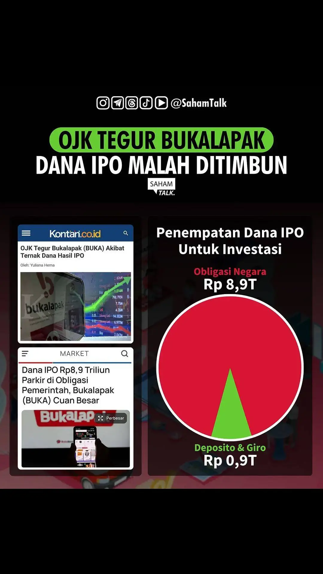 PERLU diingat sob! Tidak hanya kejadian seperti Bukalapak saja yang menimbun dana IPO. Namun ada kejadian emiten yang IPO menjanjikan ekspansi atau bayar hutang seperti di prospektus pada nyatanya tidak sesuai dengan kenyataan😬 So, Jangan telan mentah mentah prospektus ketika IPO ya sob👀 Sumber : Saham Talk #sahampemula #investormuda #investorpemula #belajarsaham #pahampunyapantau #iposaham #ecommerce #bukalapak #danaipo #bei #idx #prospektus #obligasinegara #deposito #investing #orangkaya #fyp 