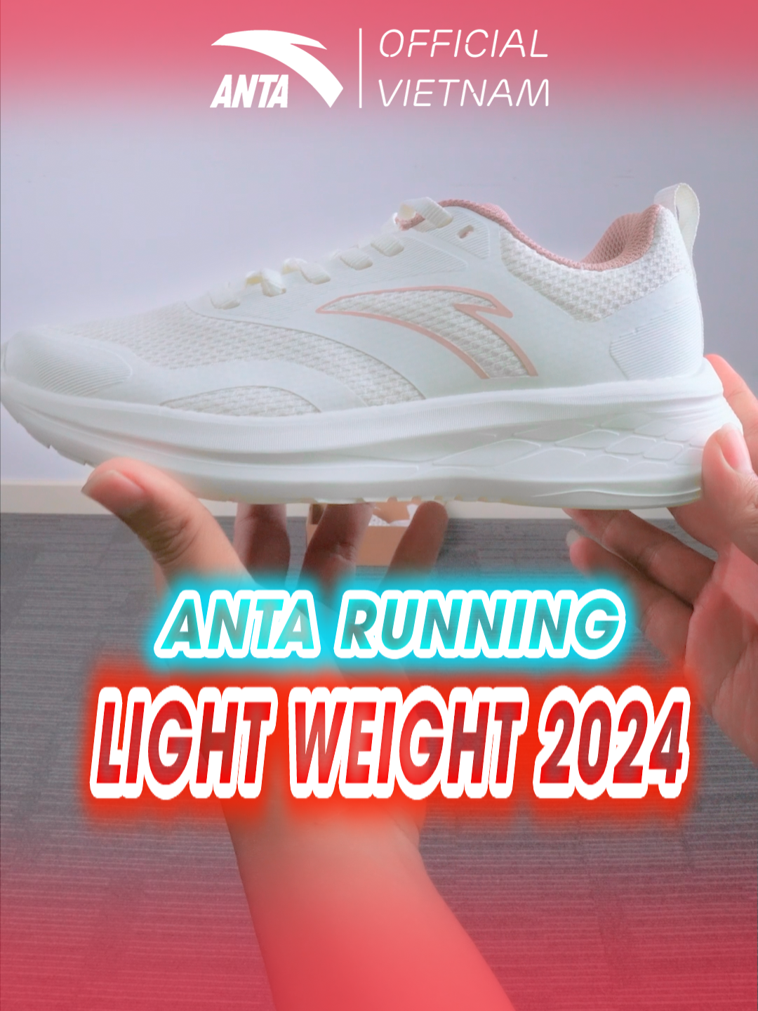 Giày chạy bộ siêu nhẹ phiên bản 2024 màu trắng hồng từ Anta#antasports#antavietnam #Running #runningshoes #giaychaybo