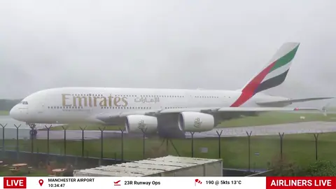 Unbelievable! 😳✈️ Mega departure of the Emirates A380 on our multi-cam setup at Manchester Airport yesterday 👑