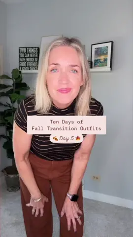 10 Days of Fall Transition Outfits - Day 5. If you’re not ready for the heaviness of denim, try a barrel jean in a fall color/ They’re roomy and comfy. This outfit is perfect for teachers or a casual workplace.  #falloutfits #falltransitionoutfit #falltrends #summertofalloutfits #over50style #teacheroutfit 