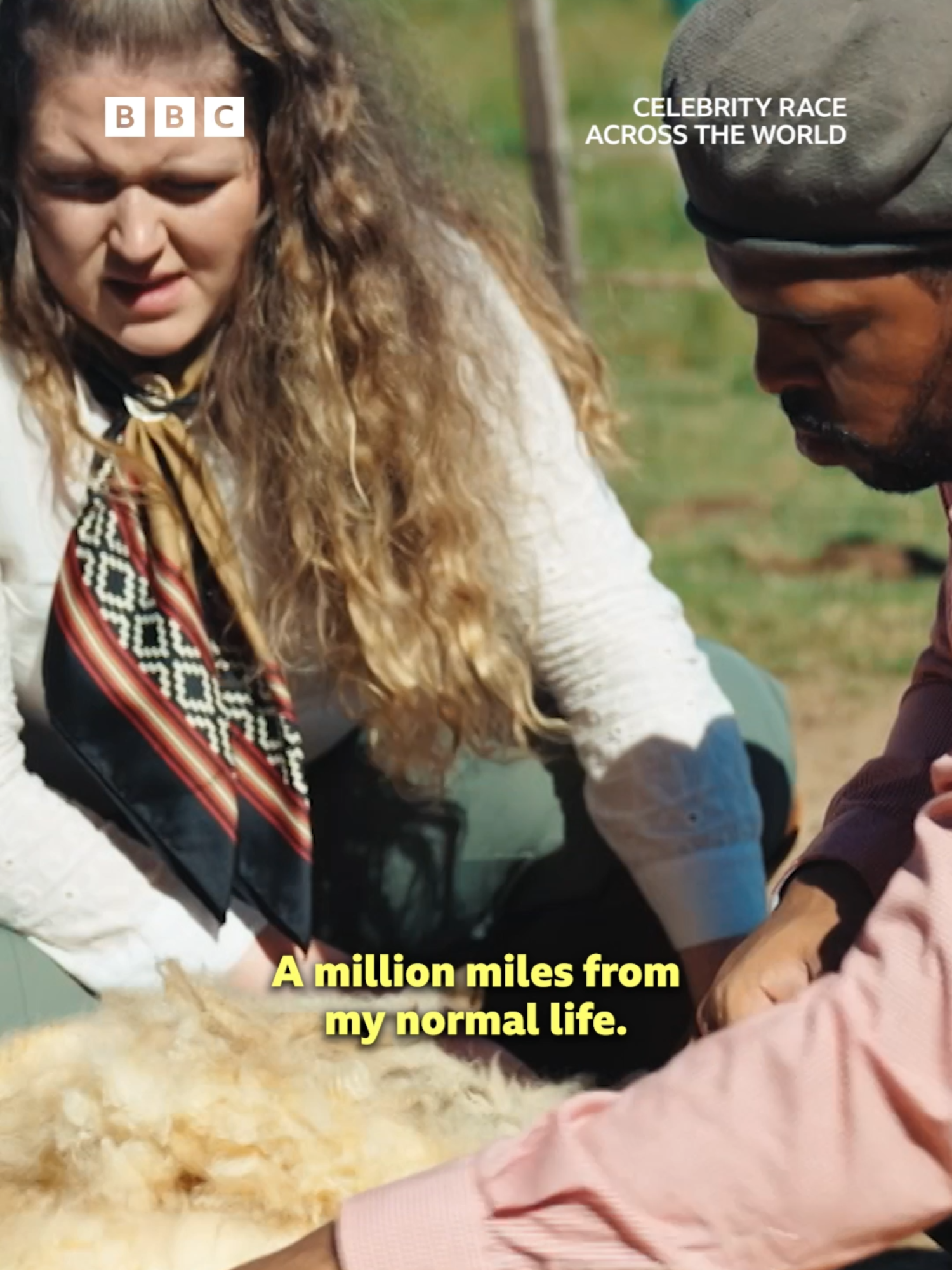 Ewe won't believe what happens next 👀   Ted Lasso star, Kola Bokinni, tries his hand at sheep farming with his cousin, Mary Ellen, in Argentina. The whole experience is a shear joy! #KolaBokinni #Sheep #Farming #Argentina #CelebrityRaceAcrossTheWorld