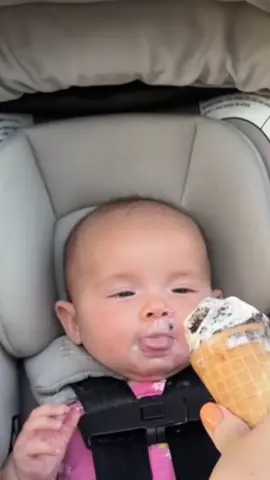 miss islas first tornado ice cream cone from cj’s in bar harbor. she started screaming after we took it away😅. safe to say she enjoys it #babygirl #icecream #MomsofTikTok #babiesoftiktok 