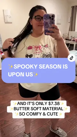 Things I bought with my own money..Part 2! 🤗 This shirt is too cute and the quality is so good! Live for a good comfy tee!! 👻🩷 #fyp #foryou #foryoupage #tiktokshop #tiktokaffiliate #spookyseason #girlythings #momtok #momsover30 #musthaves #trending #ghosttok 