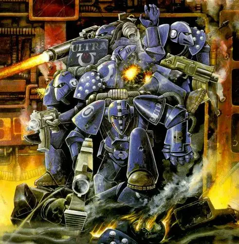 Decided to delve deep into the past of warhammer and found some old art of the Grimdark setting that look from hammy exaggerated badassery to absurd chaos. #warhammer40k #warhammerart #80sart #90sart #wargame #tabletop#warhammertabletop #ultramarines #bloodangels #chaos40k #tyranids #aeldari 