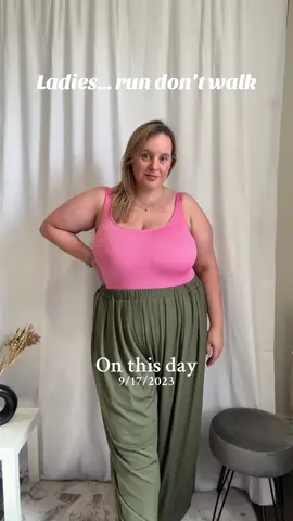 #onthisday this whole outfit is still in stock!  Plus size friendly bodysuit and wide leg trousers #plussizefashion #widelegtrousers #bodysuit 