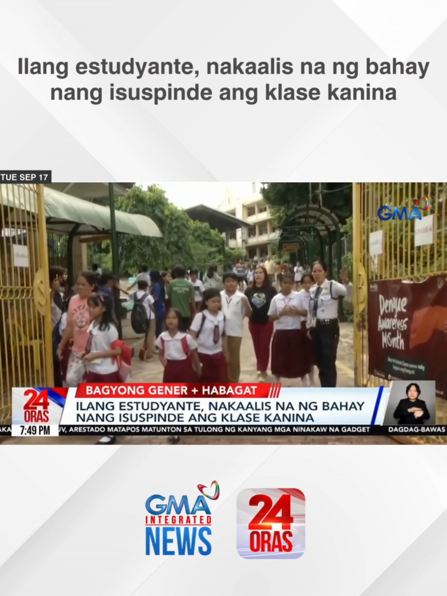 Nakaalis na ng bahay ang ilang estudyante nang isuspinde ang klase sa ilang lugar sa Metro Manila. Paalala po, awtomatikong walang pasok hanggang high school kapag itinaas ang storm signal no. 1 kahit wala pang anunsiyo ng lokal na pamahalaan. | 24 Oras #BreakingNewsPH