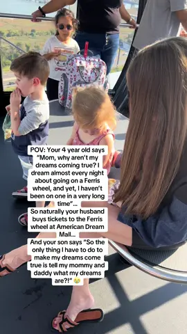 The things that go on inside this lil boy’s brain 🤣  We had such an amazing time on the ferris wheel and my son and daughter could not have been more excited. I love being their mom ❤️ #momtok  #MomsofTikTok  #toddlermom  #momsover30 #boymom  #girlmom  #ferriswheel 