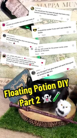 Floating Potion DIY: Part 2 👻🧪 After all your awesome feedback on my first floating potion DIY video, I decided to give it another go and make a 2.0 version using your suggestions.  Honestly, I didn’t think it could get cooler, but here we are! Enjoy! Oh!…and Happy Halloween 🎃  #halloween #halloweendiy #halloweendecor #halloweenlife #DIY #dıy #diyhomedecor #diyprojects #diyproject #diyhalloween #potion #potionbottle #potionclass #potionmaking #departmentofwizardry #harrypotter #wizard #magic #harrypotterdiy #harrypotterfan #harrypotter #cauldron #halloweenishere #floatingpotion 