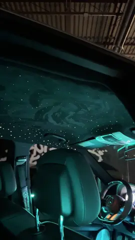 Interior looks from outta space 🔥 Headliner Reupholstered + Stars Installed 💫 #wraptors #starlight #starlightheadliner #alcantarawrap #headliner #alcantara #carcustomization #ambientlighting 