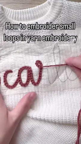 How to embroider a small loop in embroidery. Perfect for font work wbere thise pesky letters have tiny little loops that are frustrating to manuever. What else would you like to learn?  #diyembroidery #sulky #embroiderykit #beginnerembroidery #embroiderytutorial #embroidery #handembroidery #yarnembroidery #mamaandme #personalizedbabyclothes #babyshower #babyshowergift #newbornoutfit #announcementoutfit #newbabyannouncement #babynamesweater #customsweater #namesweater #embroideredsweater #coloradomoms #hospitalbag #firstbirthday#coloradosmallbusiness #womanownedbusiness #kidsclothing #embroiderydiy #genderneutral #embroiderytutorial #chainstitch 