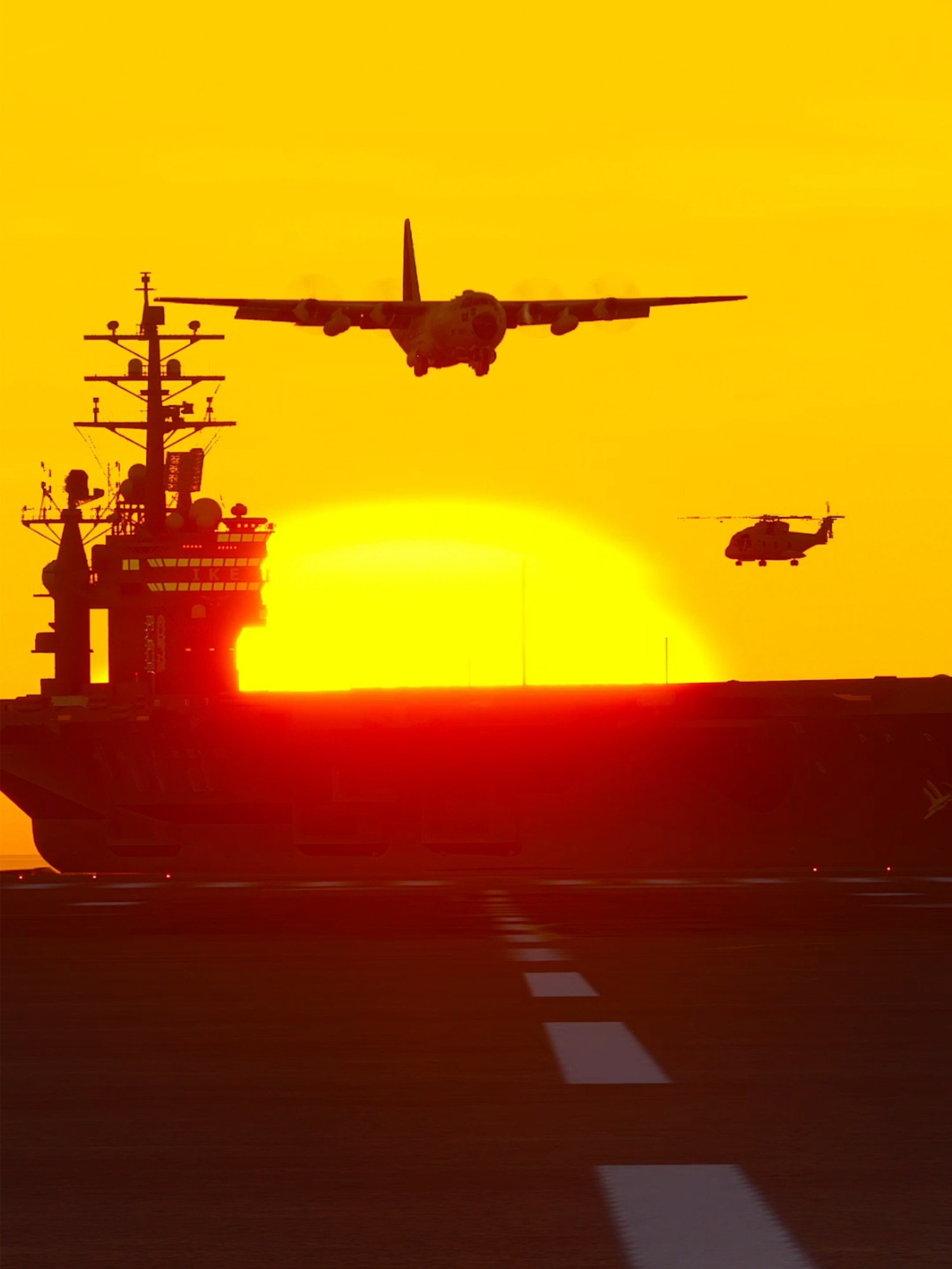 US Air Force C-130 landing on sunrise day in a Island #aviation #usa #usaf