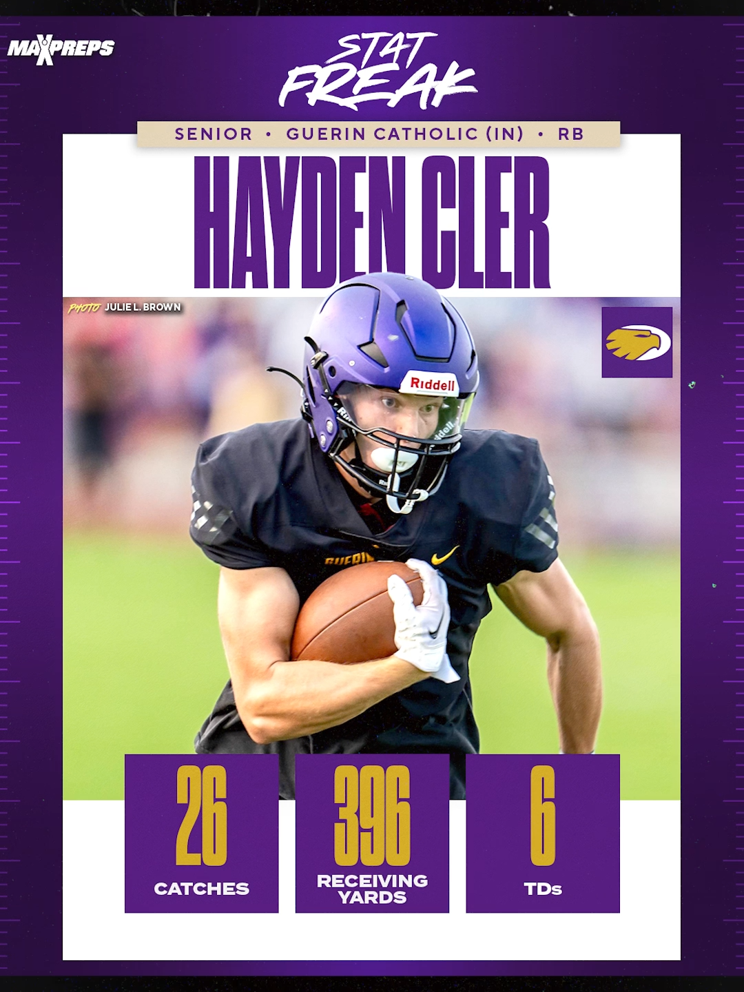 He hauled in 26 receptions in ONE GAME 🤯 🏈 #statfreak #statfreaks #haydencler #wr #receiver#guerincatholic #indiana #highschoolfootball #footballtiktok #maxpreps
