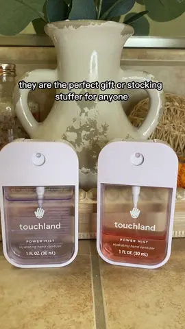 Touchland Hand Sanitizers smell great, are compact, and make the perfect stocking stuffer. Check them out in the orange shopping cart. #touchland #handsanitizer #stockingstuffers 